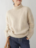 Anokhinaliza Turtleneck Dropped Shoulder Long Sleeve Sweater