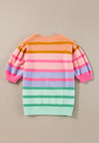 Anokhinaliza Striped Round Neck Half Sleeve Sweater