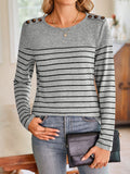 Anokhinaliza Lovelet Striped Round Neck Long Sleeve T-Shirt