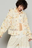 Anokhinaliza POL Raw Hem Lace Patch Flounce Sleeve Jacket