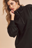 Anokhinaliza Aemi+Co Exposed Seam Half Zip Drop Shoulder Sweatshirt