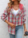 Anokhinaliza Plaid Long Sleeve Hooded Jacket