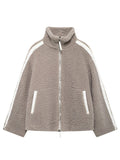 Anokhinaliza Zip Up Turtleneck Long Sleeve Plush Jacket