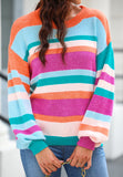 Anokhinaliza Striped Round Neck Drop Shoulder Sweater