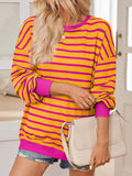 Anokhinaliza Lovelet Striped Contrast Long Sleeve Sweatshirt