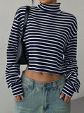 Anokhinaliza Striped Turtleneck Long Sleeve T-Shirt