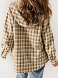 Anokhinaliza Plaid Snap Down Plush Hooded Jacket