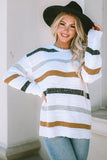 Anokhinaliza Striped Round Neck Dropped Shoulder Sweater