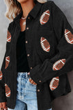 Anokhinaliza Sequin Football Button Up Long Sleeve Jacket