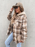 Anokhinaliza Plaid Dropped Shoulder Hooded Jacket