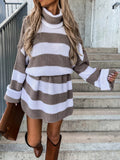 Anokhinaliza Striped Turtleneck Sweater Dress