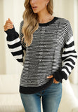 Anokhinaliza Striped Round Neck Dropped Shoulder Sweater