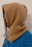 Anokhinaliza Drawstring Solid Color Thermal Knit Hat