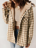 Anokhinaliza Plaid Snap Down Plush Hooded Jacket