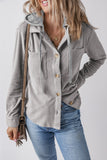 Anokhinaliza Drawstring Button Up Long Sleeve Hooded Jacket