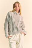 Anokhinaliza Davi & Dani Cable-Knit Turtleneck Dropped Shoulder Sweater