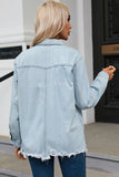 Anokhinaliza Flap Pocket Raw Hem Denim Jacket