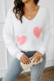 Anokhinaliza Heart V-Neck Long Sleeve Sweater