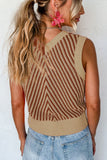 Anokhinaliza Striped Contrast V-Neck Sweater Vest