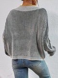 Anokhinaliza Striped V-Neck Long Sleeve Sweater