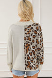 Anokhinaliza Leopard V Neck Drop Shoulder Sweater