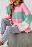 Anokhinaliza Color Block Round Neck Drop Shoulder Sweater