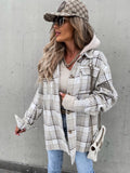 Anokhinaliza Plaid Dropped Shoulder Hooded Jacket