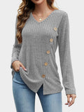 Anokhinaliza V-Neck Long Sleeve T-Shirt