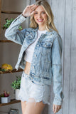 Anokhinaliza Veveret Distressed Button Up Denim Jacket