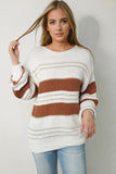 Anokhinaliza Striped Round Neck Dropped Shoulder Sweater