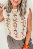 Anokhinaliza Embroidered Cable-Knit Round Neck Sweater Vest