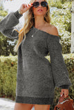 Anokhinaliza Boat Neck Long Sleeve Sweater Dress