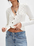 Anokhinaliza V-Neck Button Up Cropped Cardigan