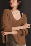 Anokhinaliza V-Neck Dropped Shoulder Sweater