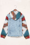 Anokhinaliza Drawstring Hooded Pocketed Denim Jacket