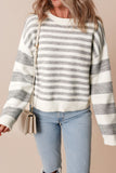 Anokhinaliza Striped Round Neck Dropped Shoulder Sweater