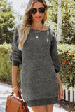 Anokhinaliza Boat Neck Long Sleeve Sweater Dress