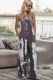 Anokhinaliza Shiny Tie-Dye Spaghetti Strap Jumpsuit with Pockets