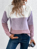 Anokhinaliza Color Block Drop Shoulder Long Sleeve Sweater