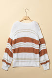 Anokhinaliza Striped Round Neck Dropped Shoulder Sweater