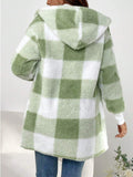 Anokhinaliza Plaid Long Sleeve Hooded Coat