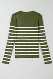 Anokhinaliza Striped Contrast Long Sleeve Knit Top