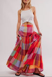 Anokhinaliza Color Block Elastic Waist Maxi Skirt