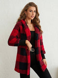 Anokhinaliza Plaid Long Sleeve Hooded Coat