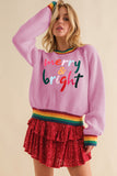 Anokhinaliza MERRY & BRIGHT Ribbed Round Neck Sweater