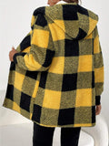 Anokhinaliza Plaid Long Sleeve Hooded Coat