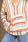 Anokhinaliza Striped Hooded Sweater with Kangaroo Pocket