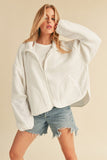 Anokhinaliza Aemi+Co Zip Up Drop Shoulder Fleece Jacket