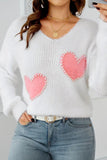 Anokhinaliza Heart V-Neck Long Sleeve Sweater