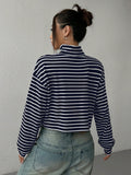 Anokhinaliza Striped Turtleneck Long Sleeve T-Shirt